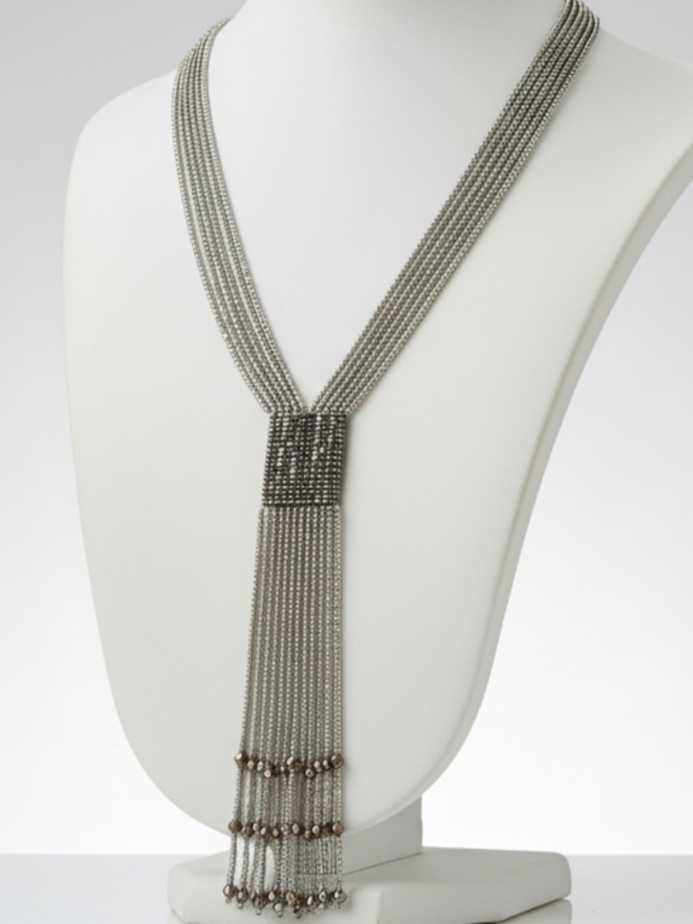 Womens Seed Bead Six Strand‎ Infinity Necklace with Tassel